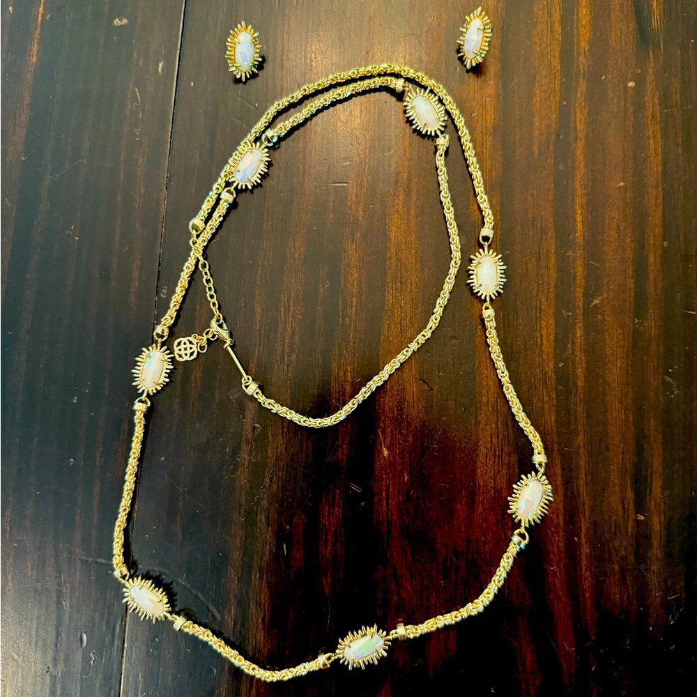 Kendra Scott- earrings & necklace-Gold/ mother of pearl set